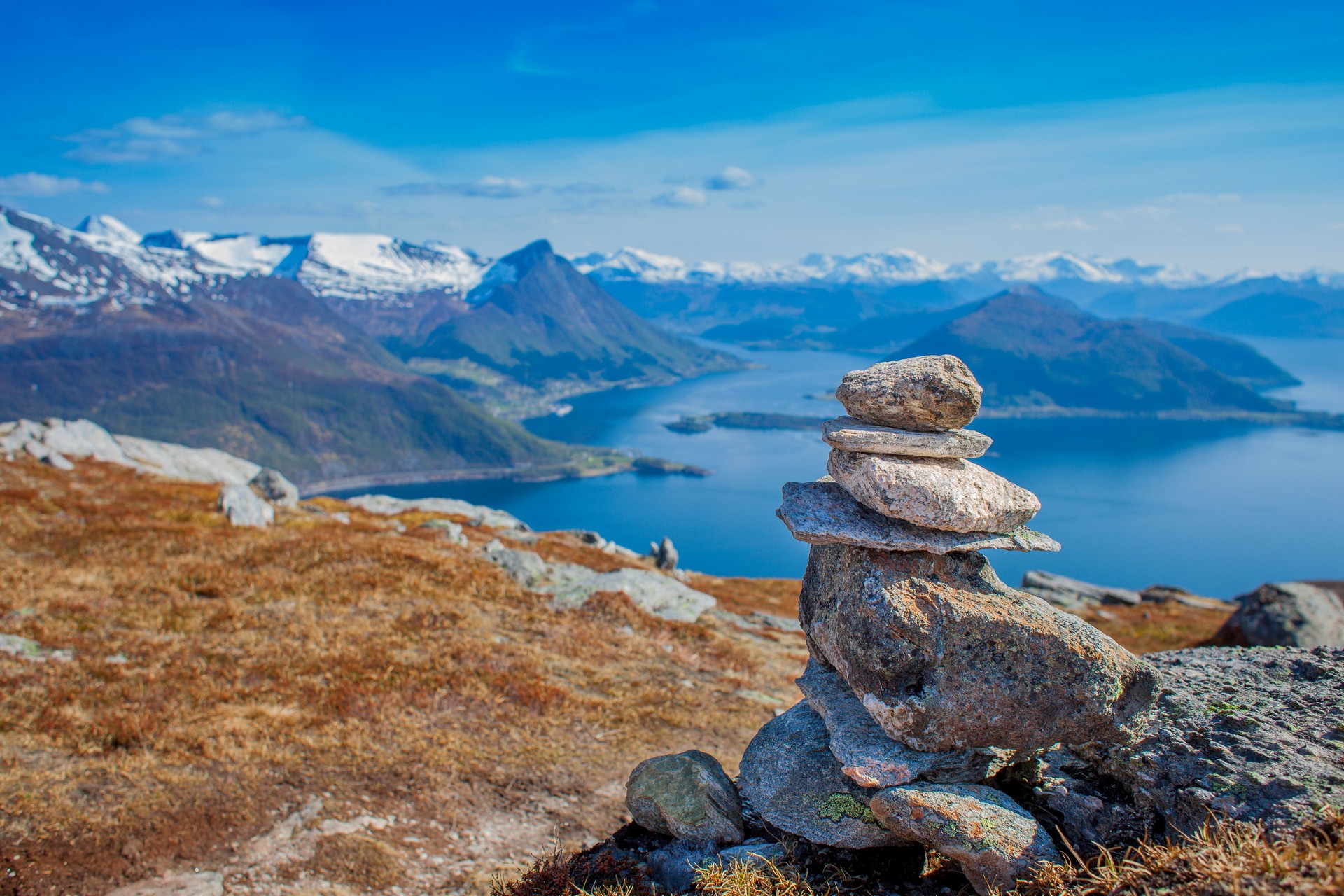 Hiking in the mountain in Norway